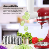 Kitchee Slicer Shredder Grater 3 Attachments - Compatible with KitchenAid Mixer