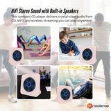 Tooleroo Portable CD Player Bluetooth FM Radio USB Rechargeable Pink