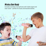 Tooleroo Mini Karaoke Machine 2 Wireless Mics Bluetooth Speaker Pink