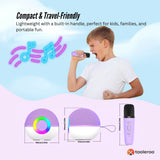 Tooleroo Mini Karaoke Machine 2 Wireless Mics Bluetooth Speaker Purple