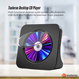 Tooleroo USB Rechargeable Desktop CD Player Speaker – Bluetooth Portable Black