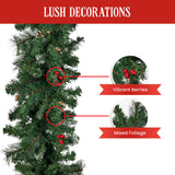 NNEDSZ Christabelle 3.05m Christmas Garland with Berries Pine Tree Decoration Ornament
