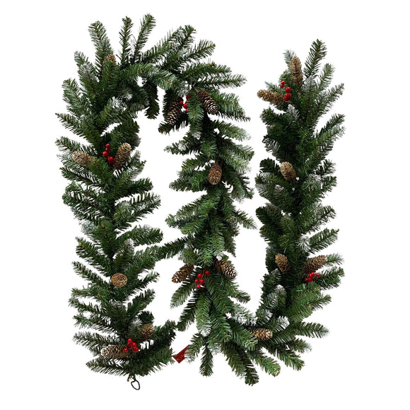 NNEDSZ Christabelle 2.7m Christmas Garland with Pine Cones & Berries Pine Tree Decoration Ornament