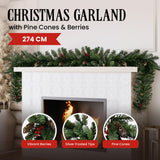 NNEDSZ Christabelle 2.7m Christmas Garland with Pine Cones & Berries Pine Tree Decoration Ornament
