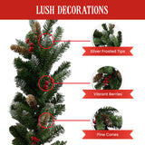 NNEDSZ Christabelle 2.7m Christmas Garland with Pine Cones & Berries Pine Tree Decoration Ornament