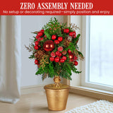 NNEDSZ Christabelle 36cm Christmas Tabletop Topiary Tree Pre-Decorated Berries, Baubles & Pine Cones Gold Pot Twisted Stem Festive Decoration