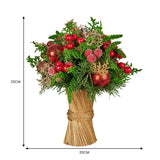NNEDSZ Christabelle 33cm Christmas Bouquet Pre-Decorated Holiday Floral Arrangement with Berries, Baubles & Pine Cones Festive Tabletop Centrepiece Decoration