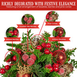NNEDSZ Christabelle 33cm Christmas Bouquet Pre-Decorated Holiday Floral Arrangement with Berries, Baubles & Pine Cones Festive Tabletop Centrepiece Decoration