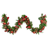 NNEDSZ Christabelle 1.85m Christmas Garland with Red Berries Pine Cones Baubles Bows Tree Decoration Ornament