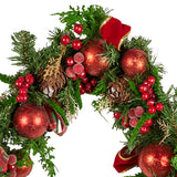 NNEDSZ Christabelle 1.85m Christmas Garland with Red Berries Pine Cones Baubles Bows Tree Decoration Ornament