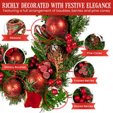 NNEDSZ Christabelle 1.85m Christmas Garland with Red Berries Pine Cones Baubles Bows Tree Decoration Ornament