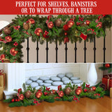 NNEDSZ Christabelle 1.85m Christmas Garland with Red Berries Pine Cones Baubles Bows Tree Decoration Ornament