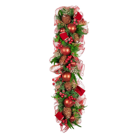 NNEDSZ Christabelle 1m Christmas Garland with Red Berries & Pine Cones Baubles Berries Tree Decoration Ornament Red Green