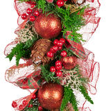 NNEDSZ Christabelle 1m Christmas Garland with Red Berries & Pine Cones Baubles Berries Tree Decoration Ornament Red Green