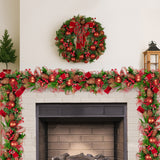 NNEDSZ Christabelle 1m Christmas Garland with Red Berries & Pine Cones Baubles Berries Tree Decoration Ornament Red Green