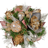 NNEDSZ Christabelle 36cm Christmas Tabletop Topiary Tree Jewelled Baubles, Berries, Flowers and Pine Cones Festive Decoration