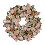 NNEDSZ Christabelle 71cm Christmas Wreath Lush Pink Front Door Decoration Jewelled Baubles Flowers Pine Cones Ribbons Ornaments