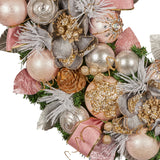 NNEDSZ Christabelle 71cm Christmas Wreath Lush Pink Front Door Decoration Jewelled Baubles Flowers Pine Cones Ribbons Ornaments