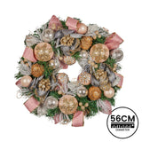 NNEDSZ Christabelle 56cm Christmas Wreath Lush Pink Front Door Decoration Jewelled Baubles Flowers Pine Cones Ribbons Ornaments
