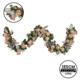 NNEDSZ Christabelle Premium 1.8m Christmas Garland Jewelled Baubles & Berries Tree Decoration Ornament Pink Silver Gold