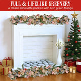 NNEDSZ Christabelle Premium 1.8m Christmas Garland Jewelled Baubles & Berries Tree Decoration Ornament Pink Silver Gold