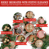 NNEDSZ Christabelle Premium 1.8m Christmas Garland Jewelled Baubles & Berries Tree Decoration Ornament Pink Silver Gold
