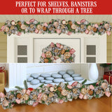 NNEDSZ Christabelle Premium 1.8m Christmas Garland Jewelled Baubles & Berries Tree Decoration Ornament Pink Silver Gold
