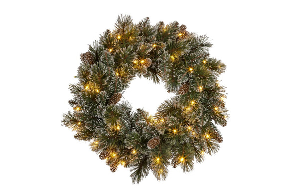 NNEDSZ Christabelle 61cm Christmas Wreath Cashmere Pine with LED Lights Front Door Decoration Ornament