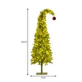 Christabelle 1.2m 4ft Gremlin Christmas Tree Pre Lit Green White LED Curved Top Red Bauble Artificial Indoor Xmas Decor