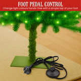 Christabelle 2.3m 7.5ft Pre-Lit Gremlin Curved Christmas Tree Green White LED Lights Red Baubles Indoor Xmas Decor