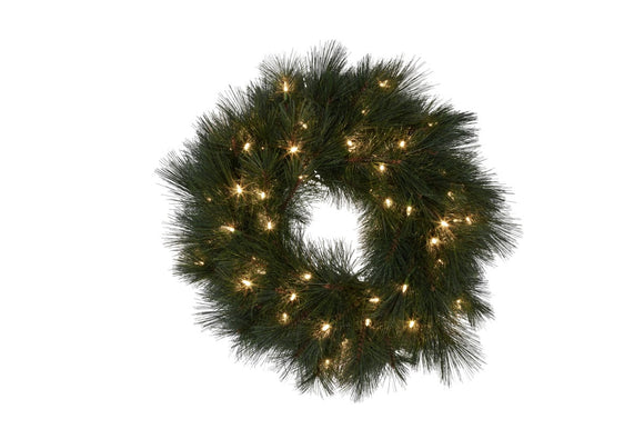 NNEDSZ Christabelle 61cm Christmas Wreath Long Needle with LED Lights Front Door Decoration Ornament