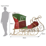 NNEDSZ Christabelle Jumbo Life Size 210cm Rustic Christmas Sleigh Display Steel Art Christmas Decoration