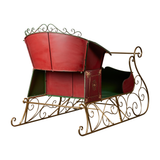 NNEDSZ Christabelle Jumbo Life Size 210cm Rustic Christmas Sleigh Display Steel Art Christmas Decoration
