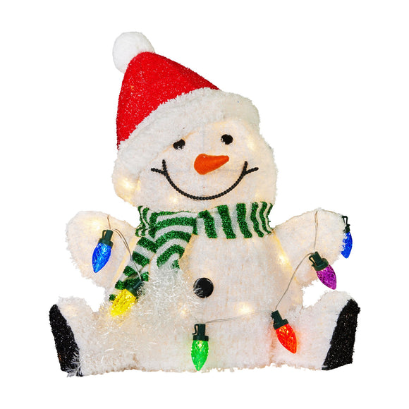 NNEDSZ Christabelle Sitting Christmas Snowman Display With Lights - 40cm
