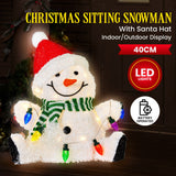 NNEDSZ Christabelle Sitting Christmas Snowman Display With Lights - 40cm