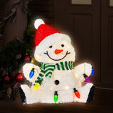 NNEDSZ Christabelle Sitting Christmas Snowman Display With Lights - 40cm