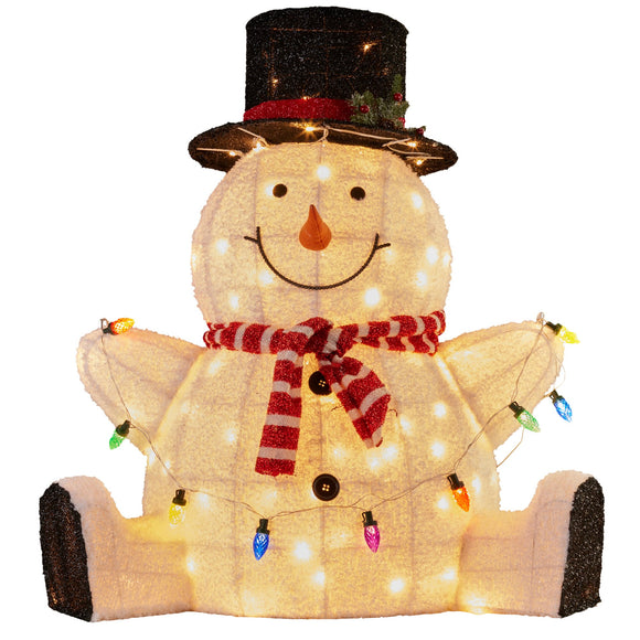 NNEDSZ Christabelle 82cm Sitting Snowman Christmas Display with Lights