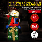 NNEDSZ Christabelle 85cm Christmas Snowman On Presents Display with Lights
