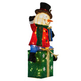 NNEDSZ Christabelle 85cm Christmas Snowman On Presents Display with Lights
