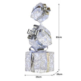 NNEDSZ Swishmas 83cm Triple Christmas Silver Giftbox Stack Display with Lights
