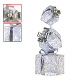 NNEDSZ Swishmas 83cm Triple Christmas Silver Giftbox Stack Display with Lights