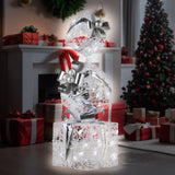 NNEDSZ Swishmas 83cm Triple Christmas Silver Giftbox Stack Display with Lights