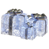 NNEDSZ Swishmas Set Of 3 Christmas Gift Boxes With Lights With Jewelled Wire And Silver Bows