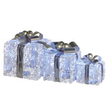 NNEDSZ Swishmas Set Of 3 Christmas Gift Boxes With Lights With Jewelled Wire And Silver Bows