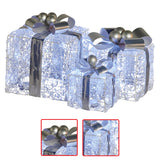 NNEDSZ Swishmas Set Of 3 Christmas Gift Boxes With Lights With Jewelled Wire And Silver Bows