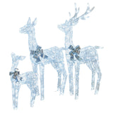 NNEDSZ Christabelle Christmas Reindeer Display Set 3 Indoor & Outdoor Decorations Acrylic Beads Cool White LED Lights Silver
