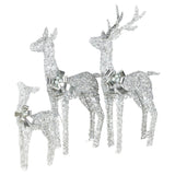 NNEDSZ Christabelle Christmas Reindeer Display Set 3 Indoor & Outdoor Decorations Acrylic Beads Cool White LED Lights Silver