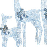 NNEDSZ Christabelle Christmas Reindeer Display Set 3 Indoor & Outdoor Decorations Acrylic Beads Cool White LED Lights Silver