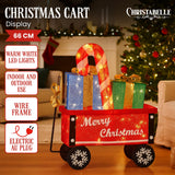 NNEDSZ Christabelle Christmas Cart Display w/Candy Cane & Presents Warm White LED Lights Wire Frame Structure Indoor & Outdoor