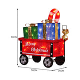 NNEDSZ Christabelle Christmas Cart Display w/Candy Cane & Presents Warm White LED Lights Wire Frame Structure Indoor & Outdoor